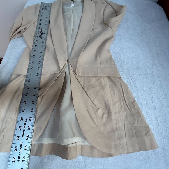 Jill Stuart Womens Beige Linen Blazer Jacket Size 8 Made In Italy - Picture 10 of 12